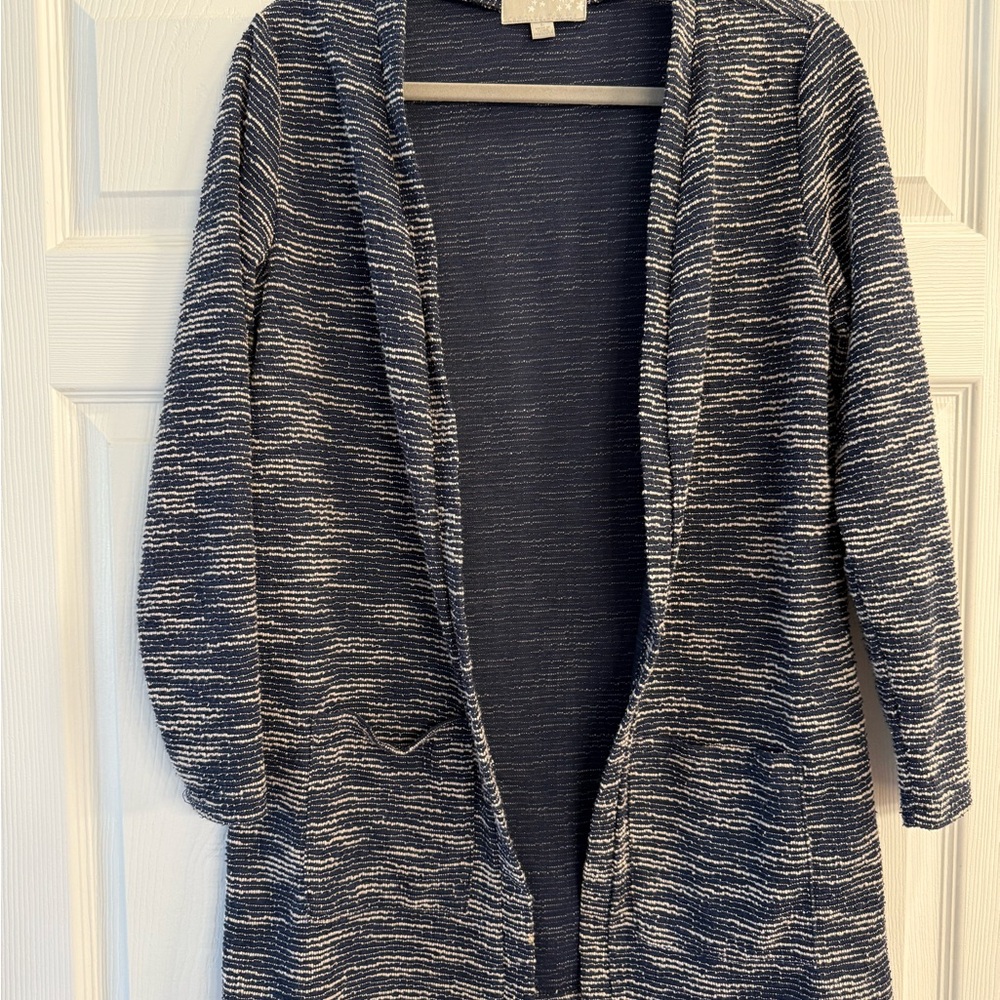 Carolyn Taylor Women's Blue and White Sweater Size Small‎ with Pockets